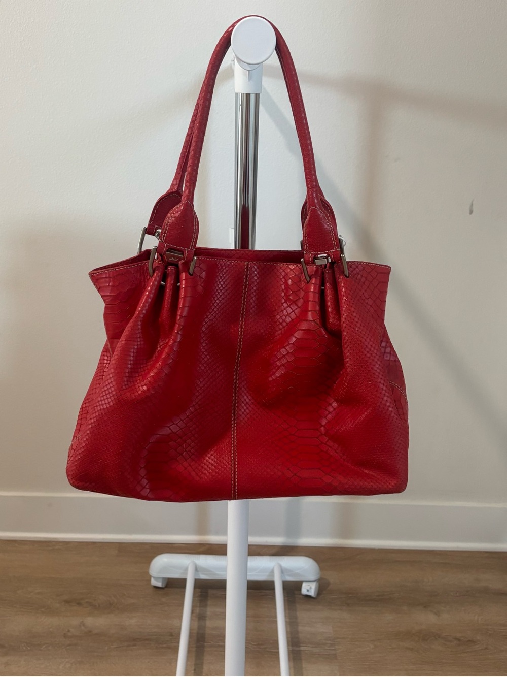 Jones New York Red Textured Shoulder Bag